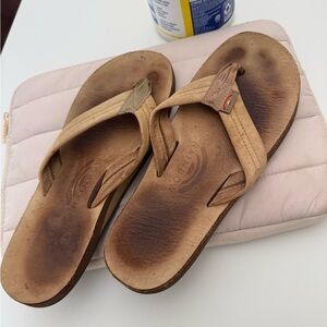 Rainbow Tan Leather Thong Sandals